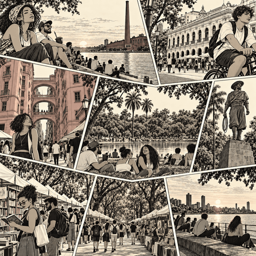 Papel de Parede Adesivo Metrópole em Quadrinhos Cidade de Porto Alegre - Medidas: 48 x 300 cm