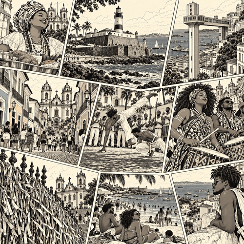 Papel de Parede Adesivo Metrópole em Quadrinhos Cidade de Salvador - Medidas: 48 x 300 cm