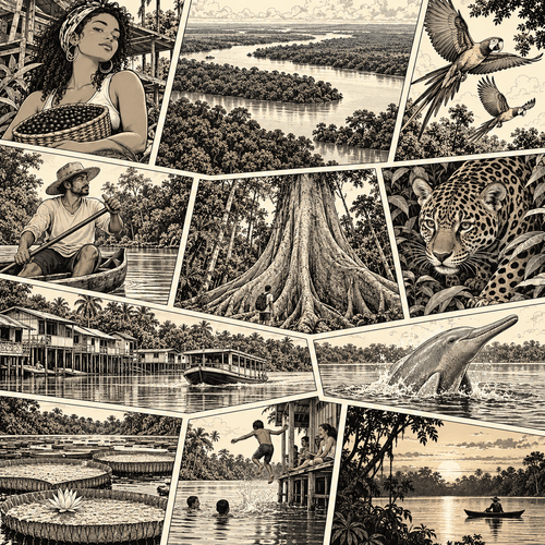 Papel de Parede Adesivo Metrópole em Quadrinhos Cidade da Amazônia - Medidas: 48 x 300 cm